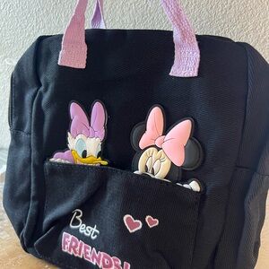 Black Tote Bag with Cartoon Characters